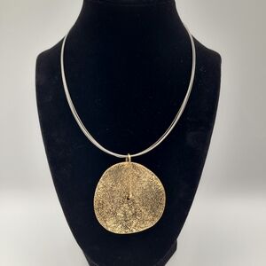 Textured Gold Disc Pendant Necklace - Women's Statement Jewelry